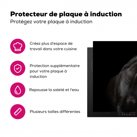 Protège-plaque à induction - Cheval - Animaux - Noir - Portrait-3