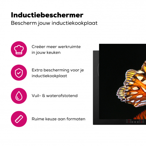 Inductiebeschermer - Vlinder - Bloemen - Insect - Portret - Zwart - Oranje-3