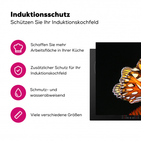 Herdabdeckplatte - Schmetterling - Blumen - Insekt - Porträt - Schwarz - Orange-3