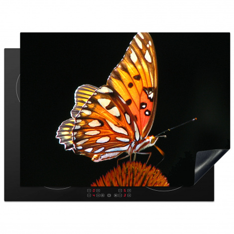 Protège-plaque à induction - Papillon - Fleurs - Insecte - Portrait - Noir - Orange
