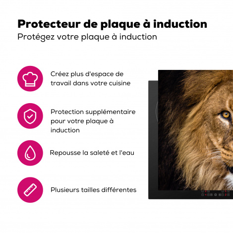 Protège-plaque à induction - Lion - Portrait - Noir - Animaux-3