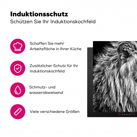 Herdabdeckplatte - Porträt - Löwe - Schwarz und weiß-3