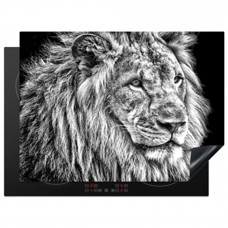 Protège-plaque à induction - Portrait - Lion - Noir et blanc