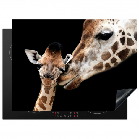 Protège-plaque à induction - Girafe - Animaux - Noir - Portrait - Animaux