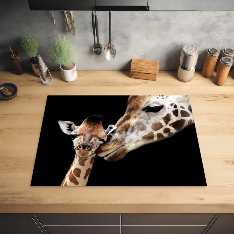 Protège-plaque à induction - Girafe - Animaux - Noir - Portrait - Animaux-2