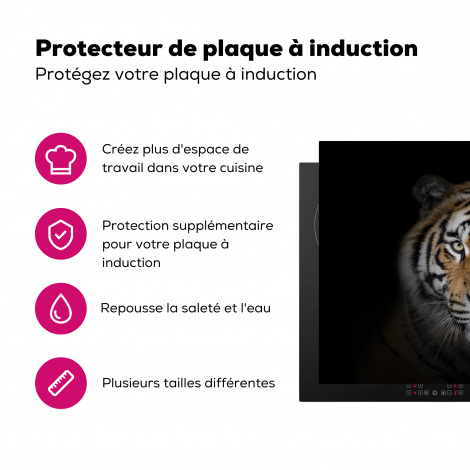 Protège-plaque à induction - Tigre - Faune sauvage - Portrait - Noir - Animaux-3