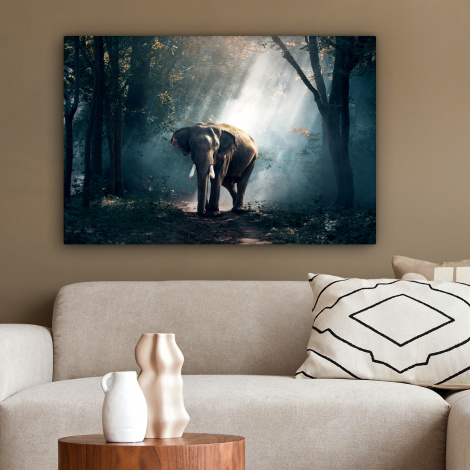 Canvas schilderij - Olifant - Licht - Bos - Natuur - Wilde dieren-2