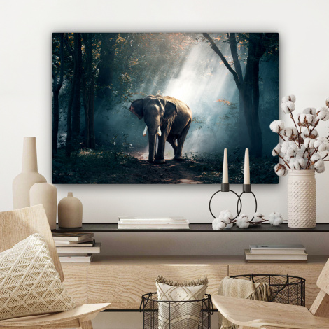 Canvas schilderij - Olifant - Licht - Bos - Natuur - Wilde dieren-3