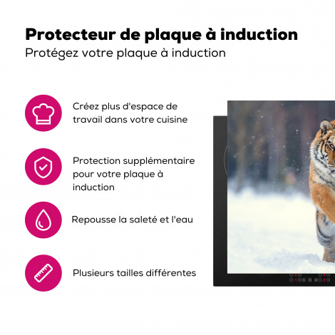 Protège-plaque à induction - Tigre - Paysage - Neige - Animaux-3