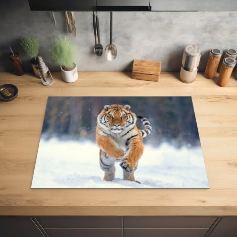 Herdabdeckplatte - Tiger - Landschaft - Schnee - Tiere-2
