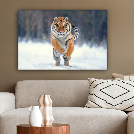 Canvas schilderij - Tijger - Landschap - Sneeuw - Winter - Dieren-2