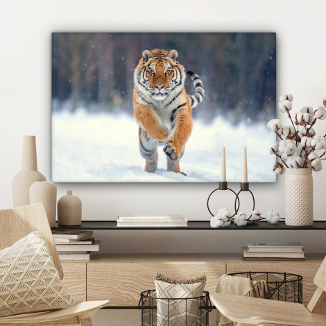 Canvas schilderij - Tijger - Landschap - Sneeuw - Winter - Dieren-3