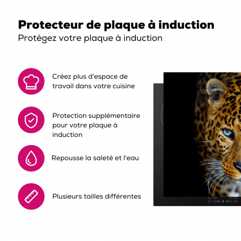 Protège-plaque à induction - Léopard - Animaux - Portrait - Faune sauvage - Noir-3