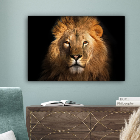 Canvas schilderij - Leeuw - Dieren - Zwart-4