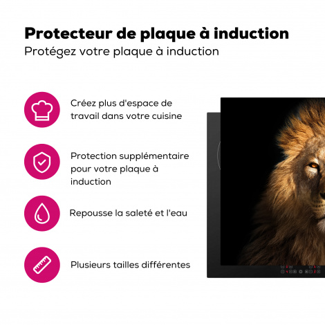 Protège-plaque à induction - Lion - Animaux - Noir - Clair - Brun - Portrait-3