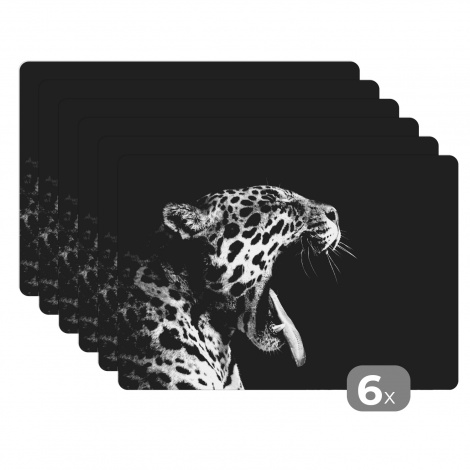 Tischset (6er Set) - Jaguar - Tier - Schwarz - Weiß - 45x30 cm