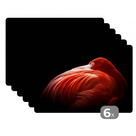 Tischset (6er Set) - Flamingo - Federn - Rosa - 45x30 cm-1