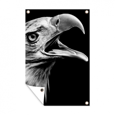 Tuinposter - Adelaar - Portret - Roofvogels - Zwart - Wit - Vogel - Staand