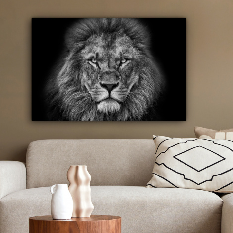 Canvas schilderij - Dieren - Leeuw - Zwart - Wit - Portret-2