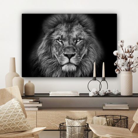 Canvas schilderij - Dieren - Leeuw - Zwart - Wit - Portret-3