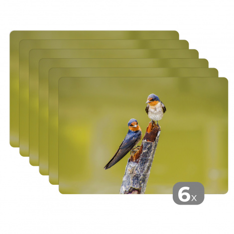 Premium placemats (6 stuks) - Vogels - Tak - Portret - 45x30 cm