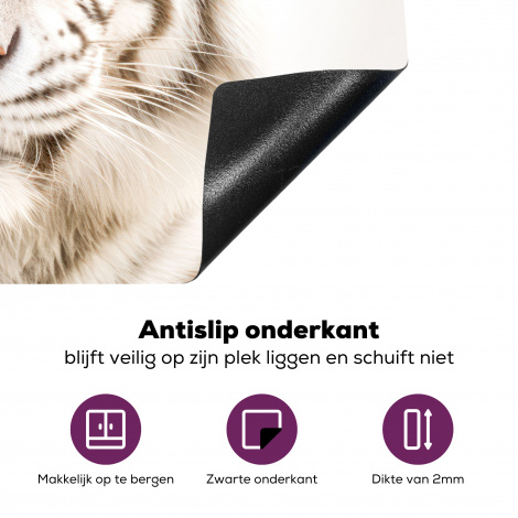 Inductiebeschermer - Tijger - Albino - Dieren - Portret - Wit-4