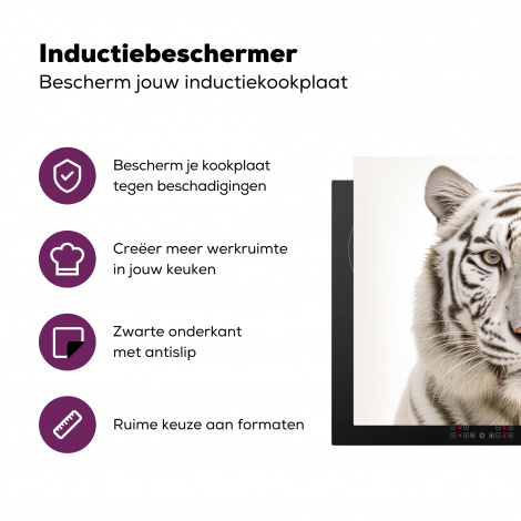 Inductiebeschermer - Tijger - Albino - Dieren - Portret - Wit-3