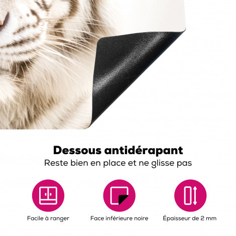 Protège-plaque à induction - Tigre - Albinos - Animal - Portrait - Blanc-4