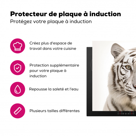 Protège-plaque à induction - Tigre - Albinos - Animal - Portrait - Blanc-3