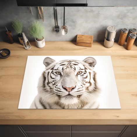 Inductiebeschermer - Tijger - Albino - Dieren - Portret - Wit-2