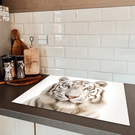 Inductiebeschermer - Tijger - Albino - Dieren - Portret - Wit-5