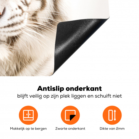 Inductiebeschermer - Tijger - Albino - Dieren - Portret - Wit-4