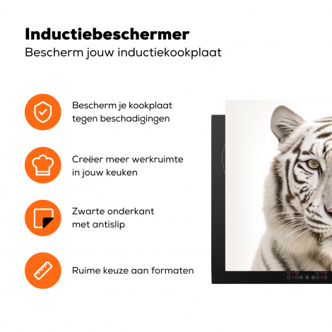 Inductiebeschermer - Tijger - Albino - Dieren - Portret - Wit-3