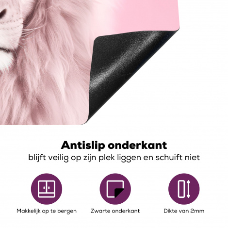Inductiebeschermer - Leeuw - Albino - Wilde dieren - Wit - Roze-4