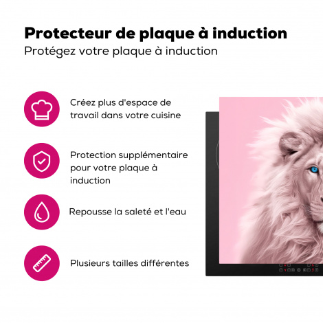 Protège-plaque à induction - Lion - Albinos - Faune et flore - Blanc - Rose-3
