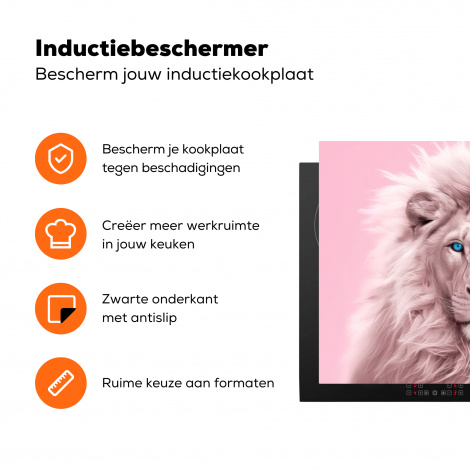 Inductiebeschermer - Leeuw - Albino - Wilde dieren - Wit - Roze-3