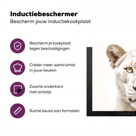 Inductiebeschermer - Leeuw - Wilde dieren - Portret - Wit-3