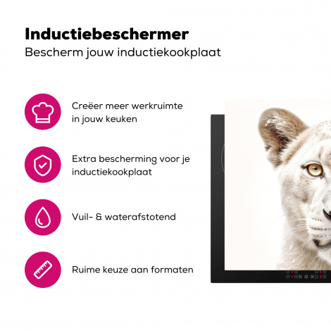 Inductiebeschermer - Leeuw - Wilde dieren - Portret - Wit-3