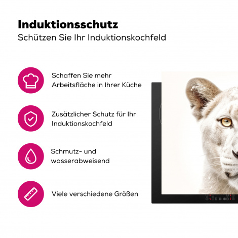 Herdabdeckplatte - Löwe - Wildtiere - Porträt - Weiß-3