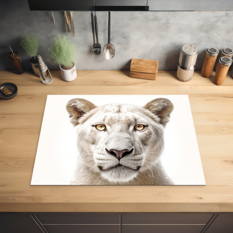 Inductiebeschermer - Leeuw - Wilde dieren - Portret - Wit-2
