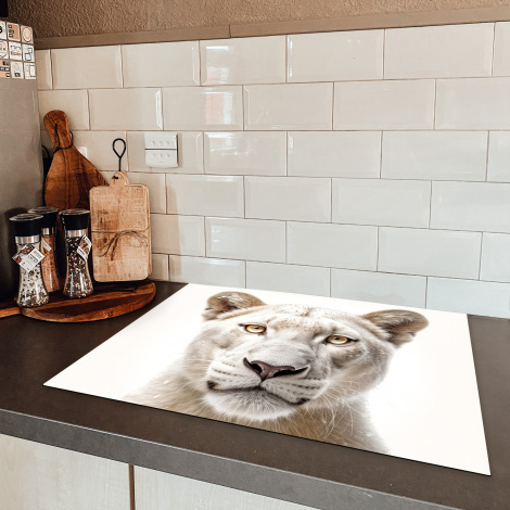 Inductiebeschermer - Leeuw - Wilde dieren - Portret - Wit-5