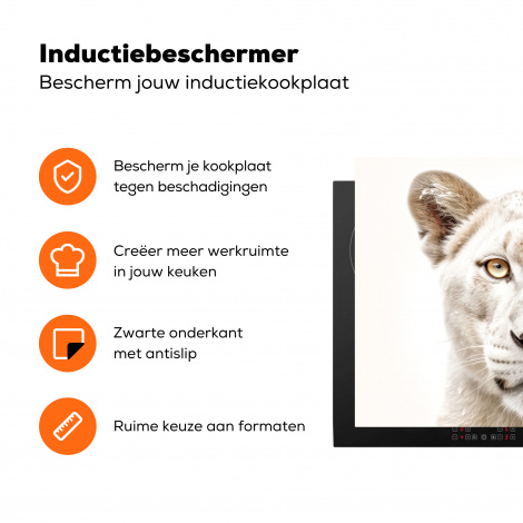 Inductiebeschermer - Leeuw - Wilde dieren - Portret - Wit-3