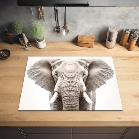 Inductiebeschermer - Olifant - Wilde dieren - Portret - Wit-2