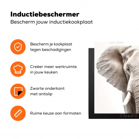 Inductiebeschermer - Olifant - Wilde dieren - Portret - Wit-3