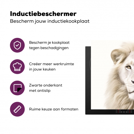 Inductiebeschermer - Leeuw - Dieren - Wit - Portret-3