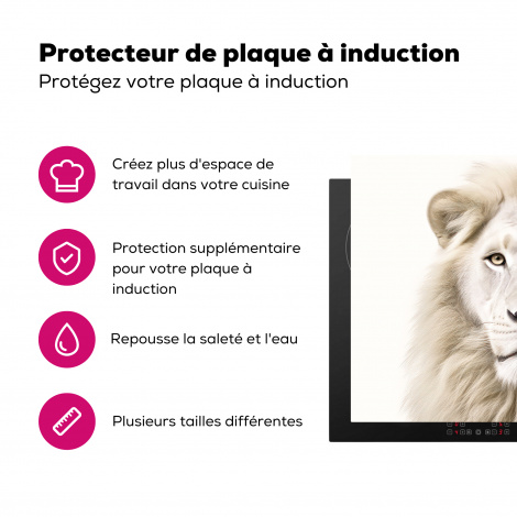 Protège-plaque à induction - Lion - Animaux - Blanc - Portrait-3