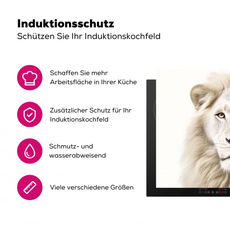 Herdabdeckplatte - Löwe - Tiere - Weiß - Porträt-3