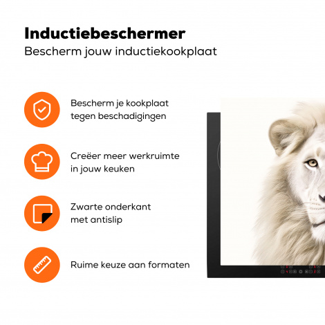 Inductiebeschermer - Leeuw - Dieren - Wit - Portret-3