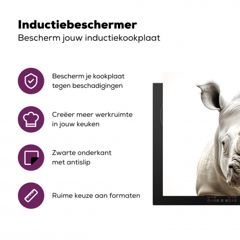 Inductiebeschermer - Neushoorn - Dieren - Wit - Portret-3