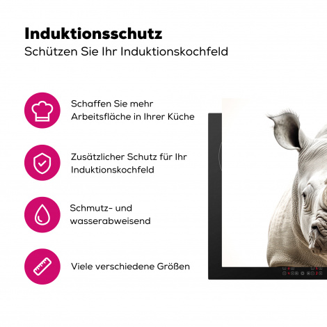 Herdabdeckplatte - Rhinozeros - Tiere - Weiß - Porträt-3